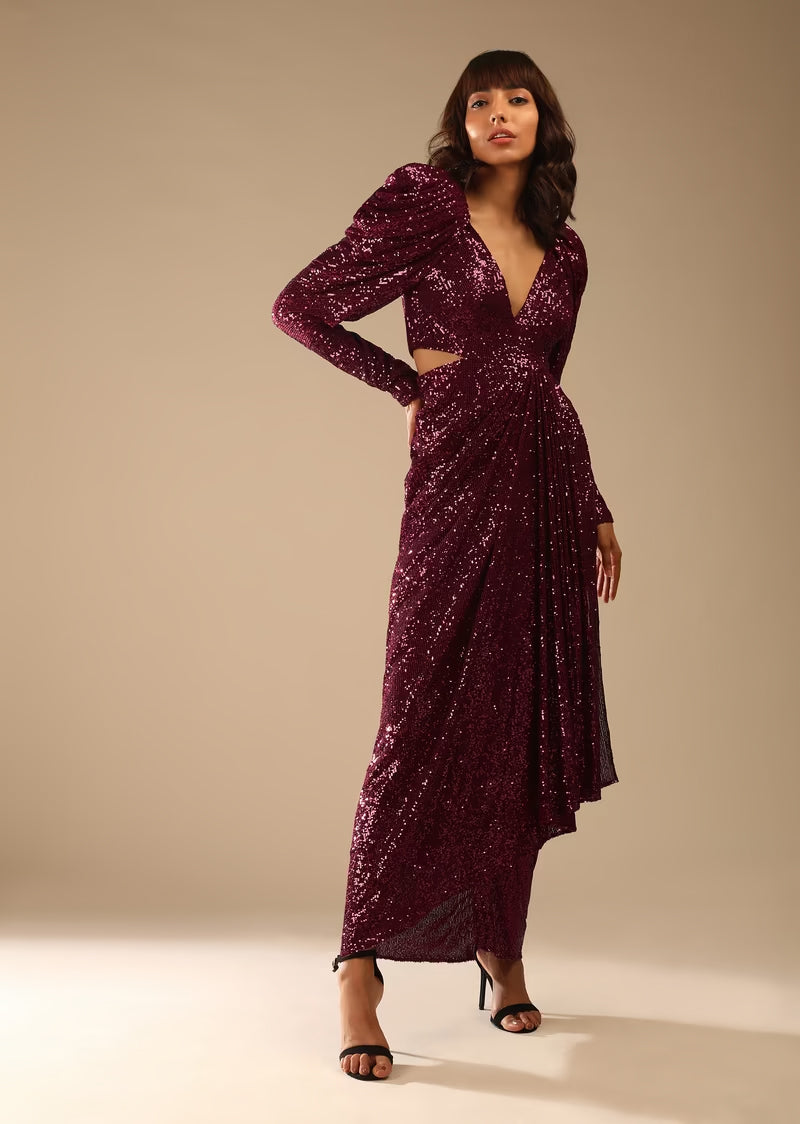 kalki red dress Buy Red Embroidered Corset Gown With Attached Tassel Cape| KALKI Fashion USA