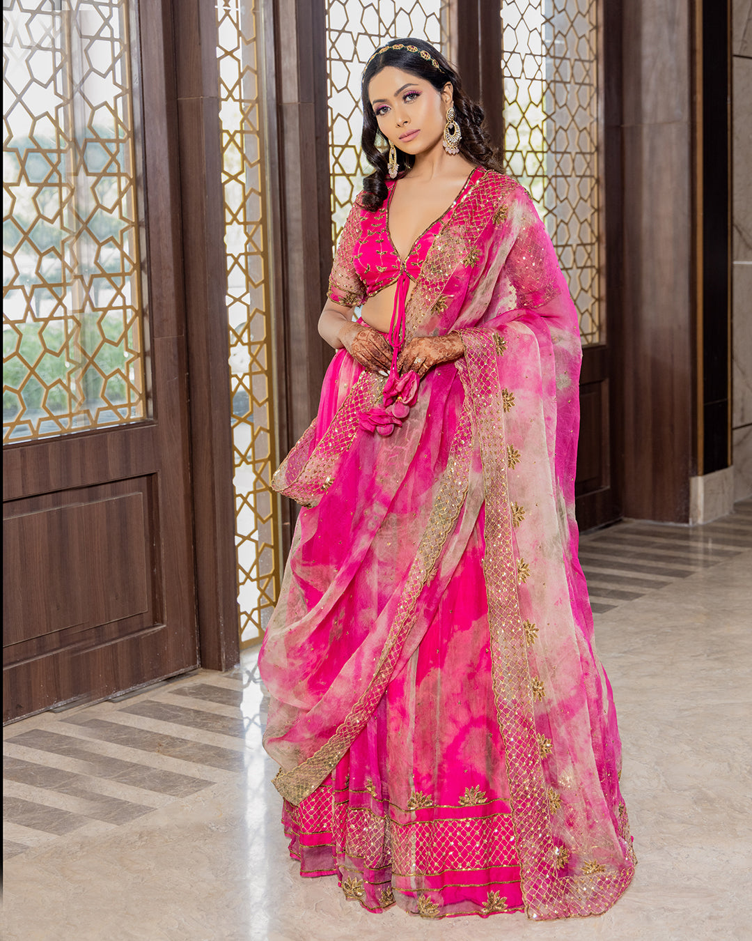 Sonali Bansal - Gulaabo-Rani Pink Tie And Dye Embroidered Lehenga Set ...