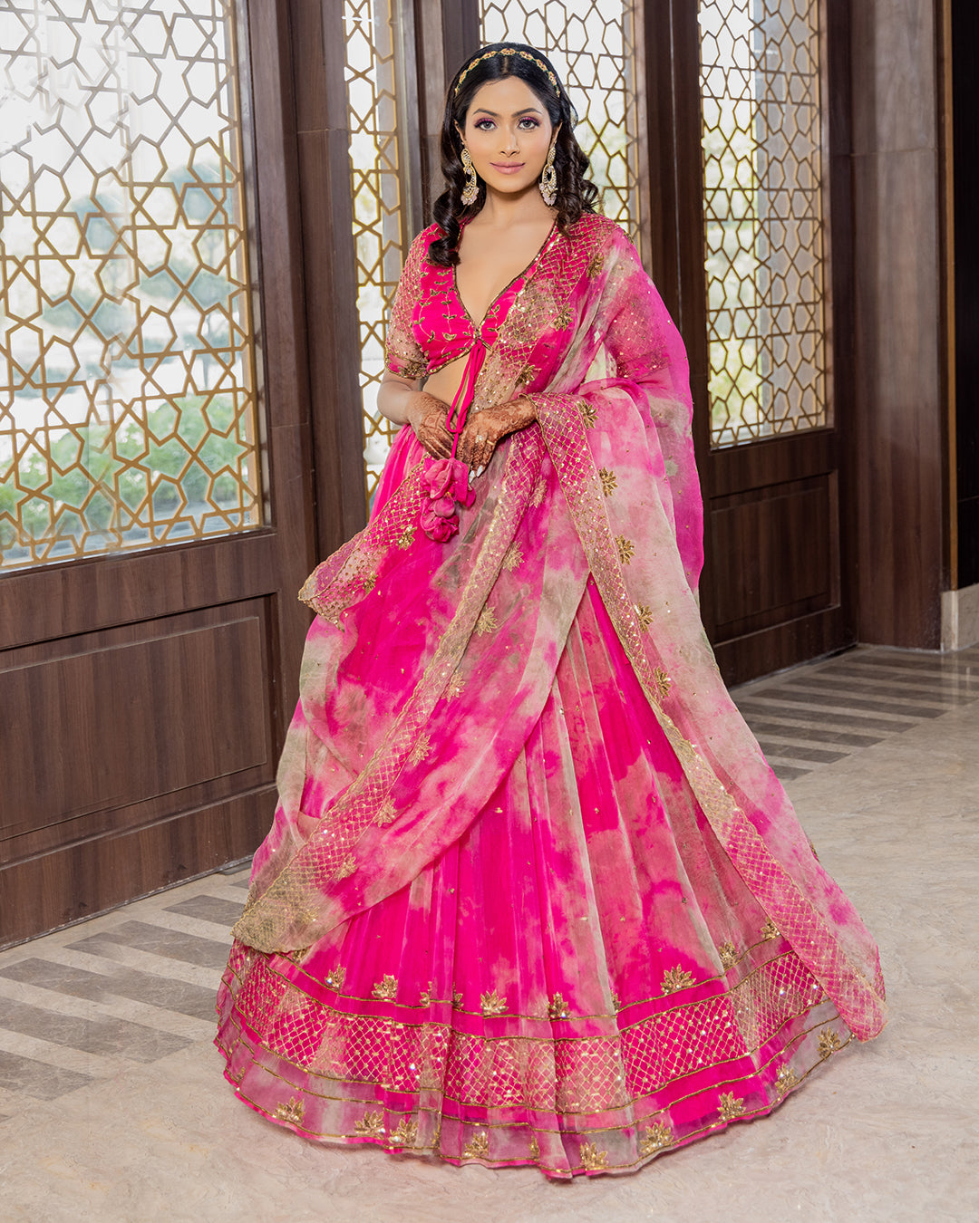 Sonali Bansal - Gulaabo-Rani Pink Tie And Dye Embroidered Lehenga Set ...