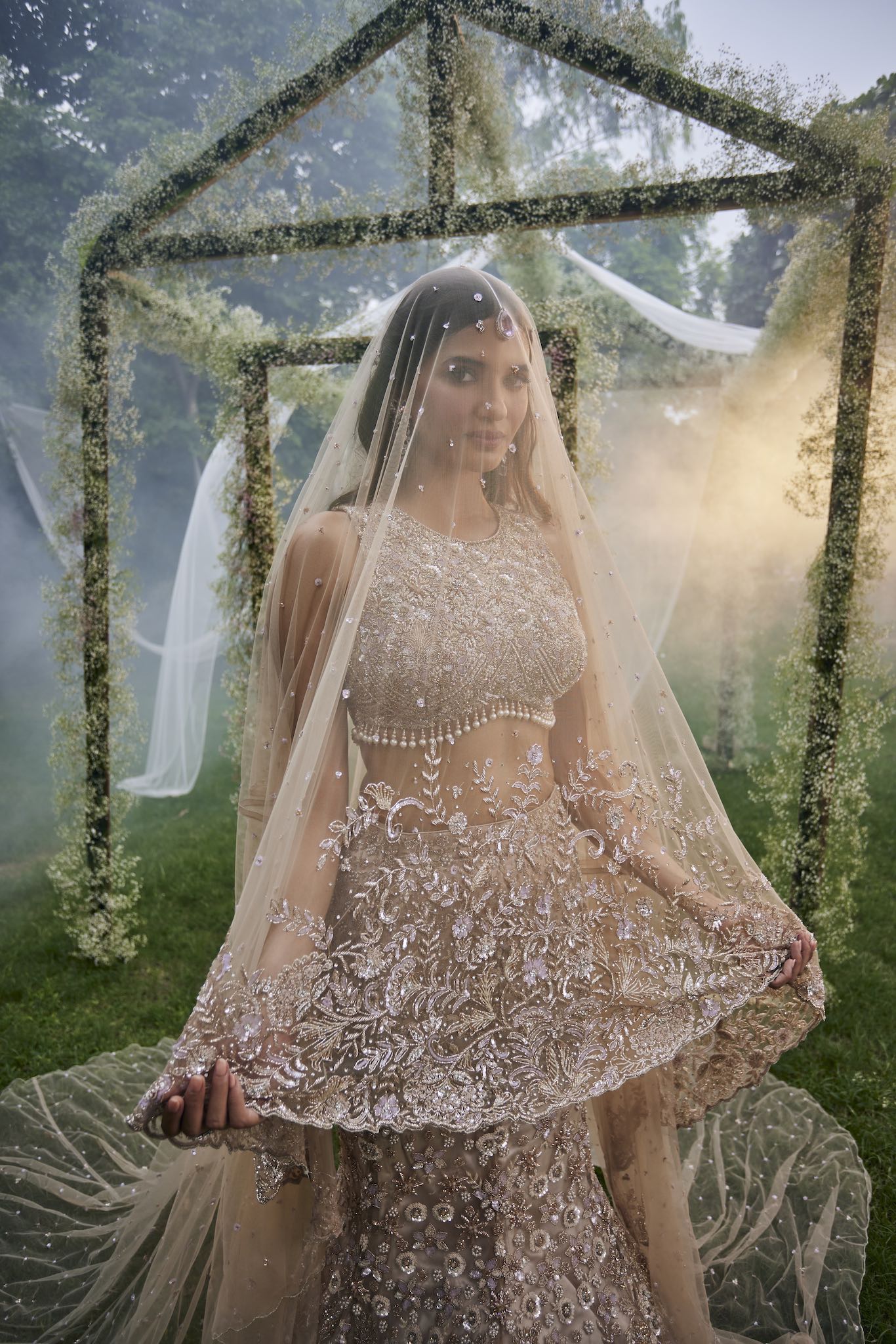 Surabhi Chopra - Ivory Fishcut Lehenga