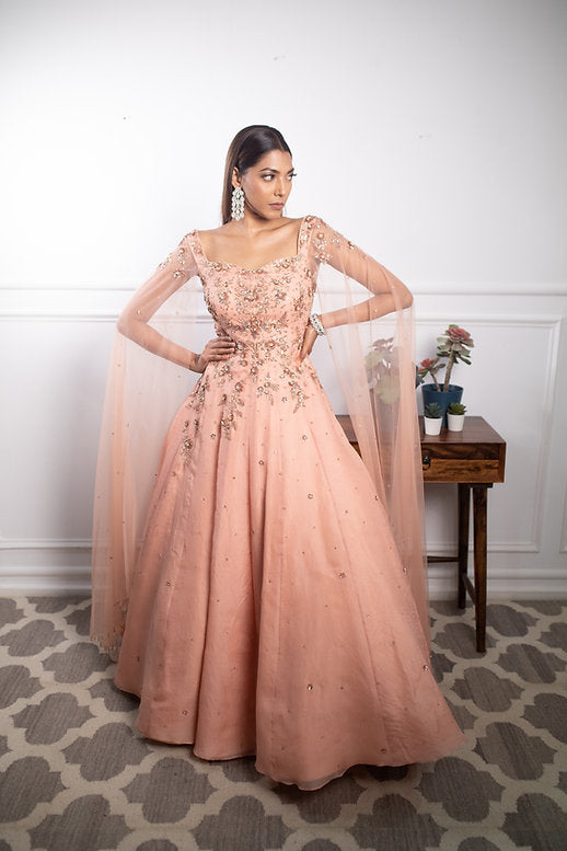 Peach Gown by Sandali Kapoor