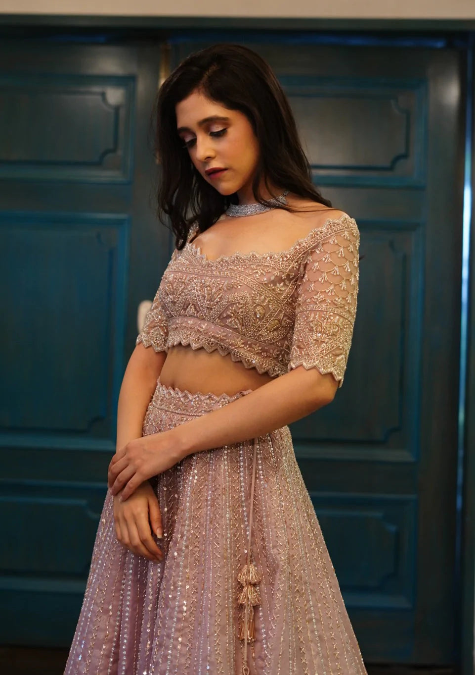 Champagne lehenga sales