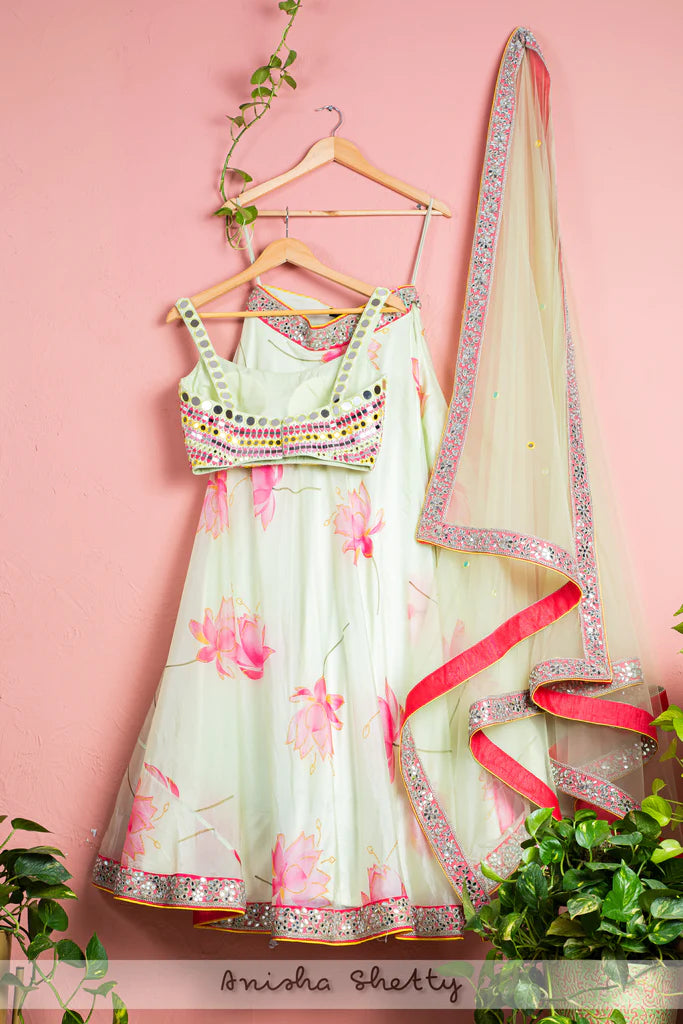 indian clothes uk, india clothing, indian outfit women, indian clothes online uk, dress indian, indian dresses uk, indian lehengas, gown india, traditional indian dresses, dresses for wedding wear, dresses for cocktail, wedding outfits indian, anarkali, evening dresses for party, bridal asian outfit, Lehenga, Lehnga, Shoulder veil dress, Indian partywear, Ethnic fashion, Bollywood outfit, Green Lehenga Set, Floral Lehenga Set