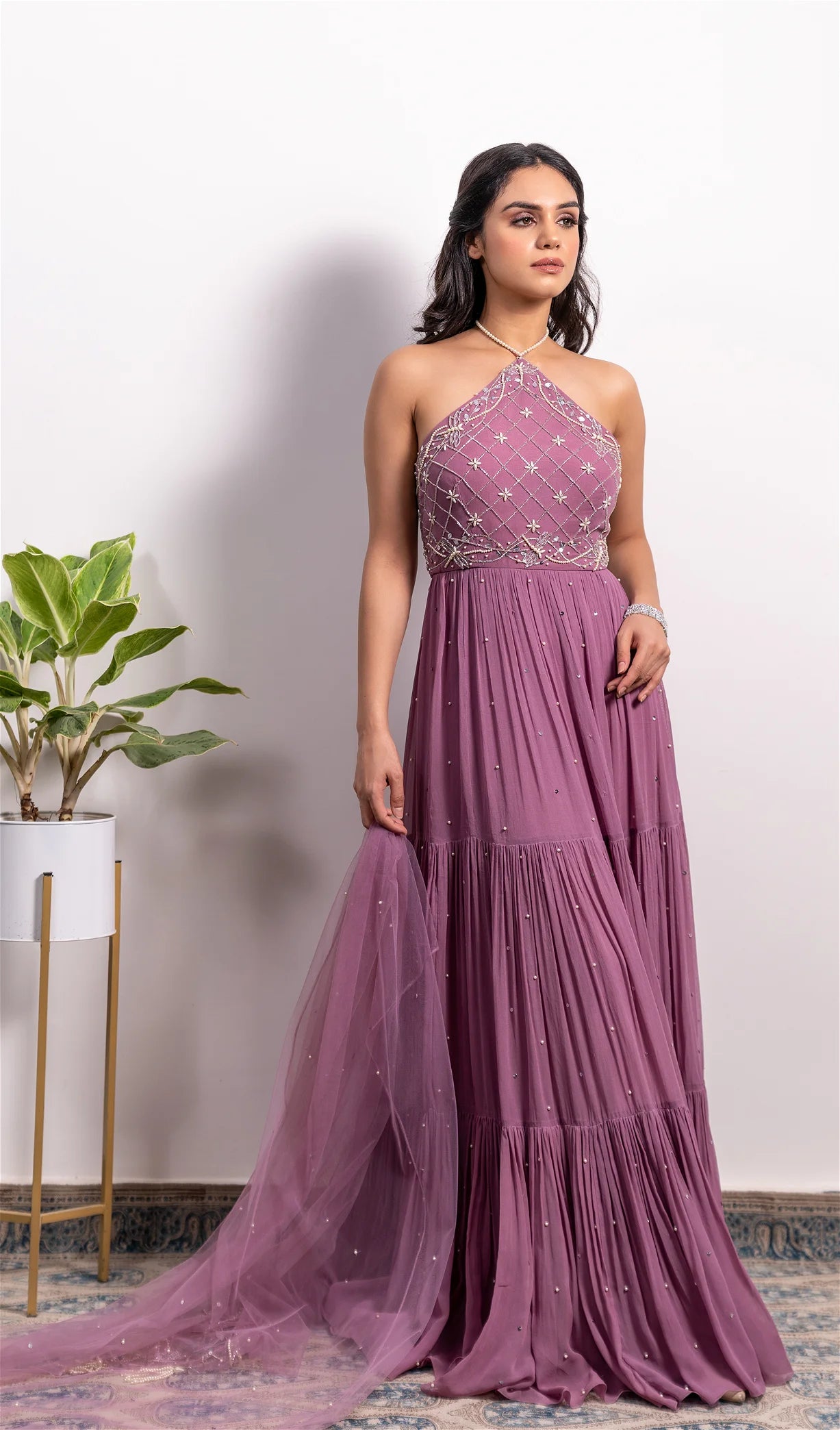 Halter top neck anarkali