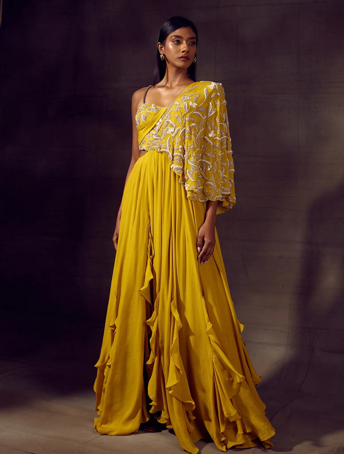 Shloka Khialani Yellow Flowy Gown Lillys Boutique London