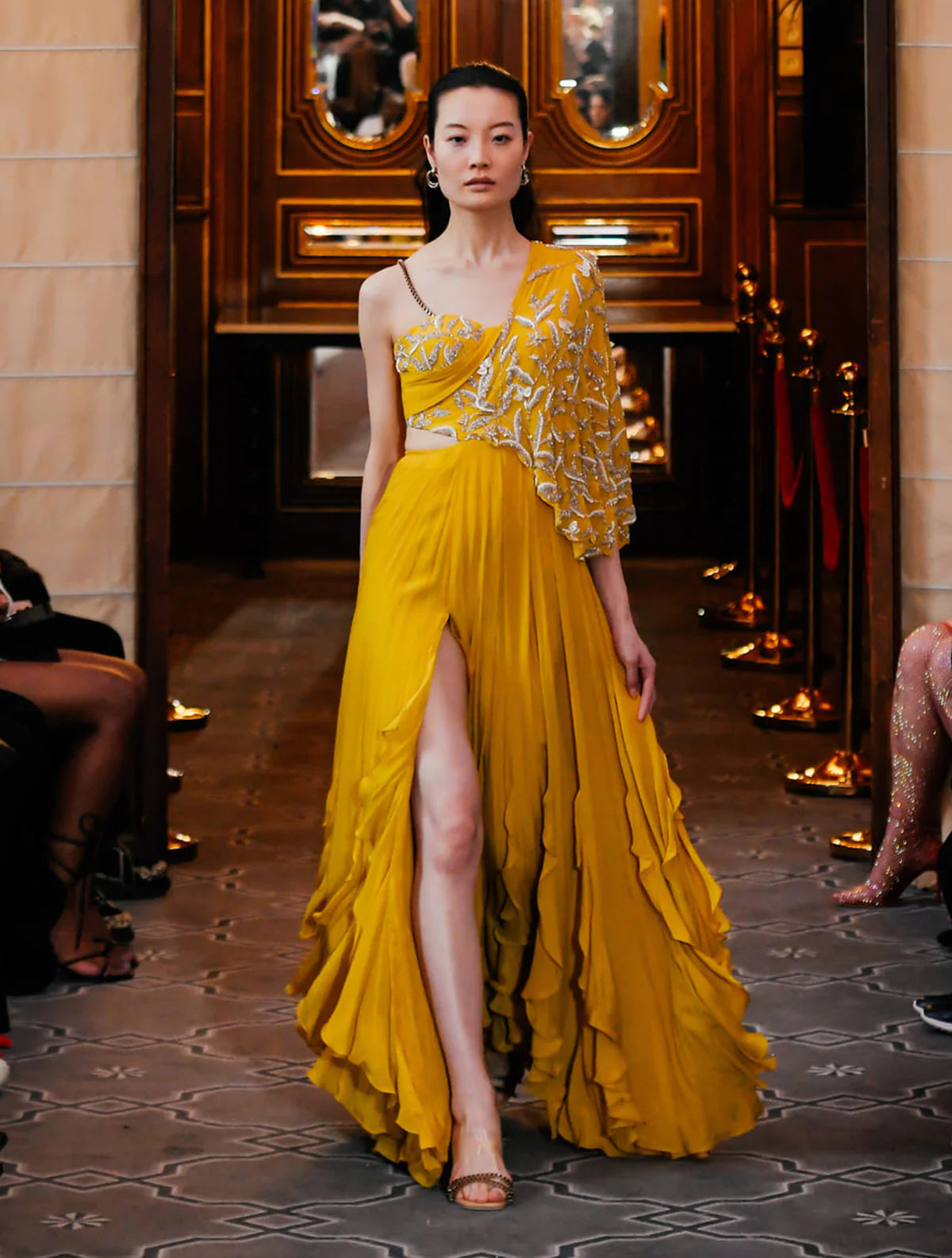 Yellow flowy dress cheap