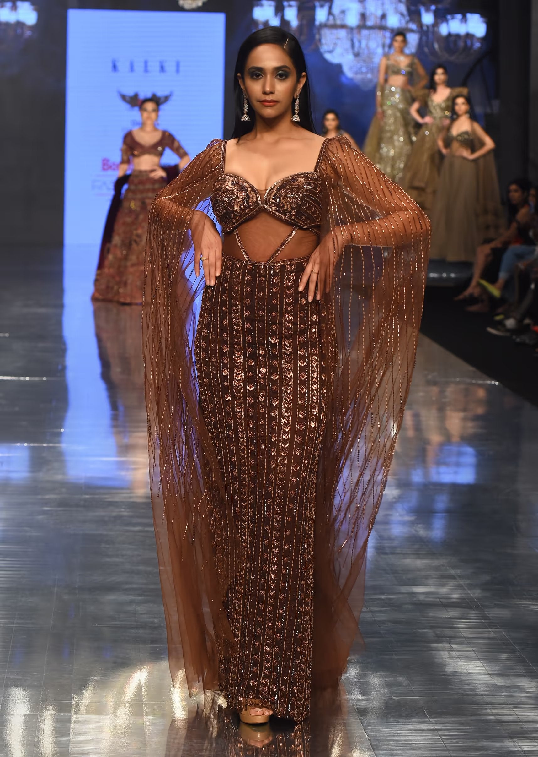 Chocolate Brown Gown In With Dreamy Cape Sleeves - Lilly's Boutique London Chocolate Brown Gown In With Dreamy Cape Sleeves - Lilly's Boutique London