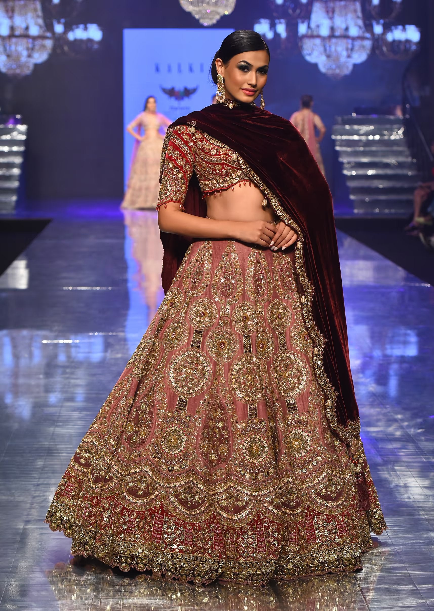 Powder Pink Amari Bridal Lehenga With Heavy Embroidery