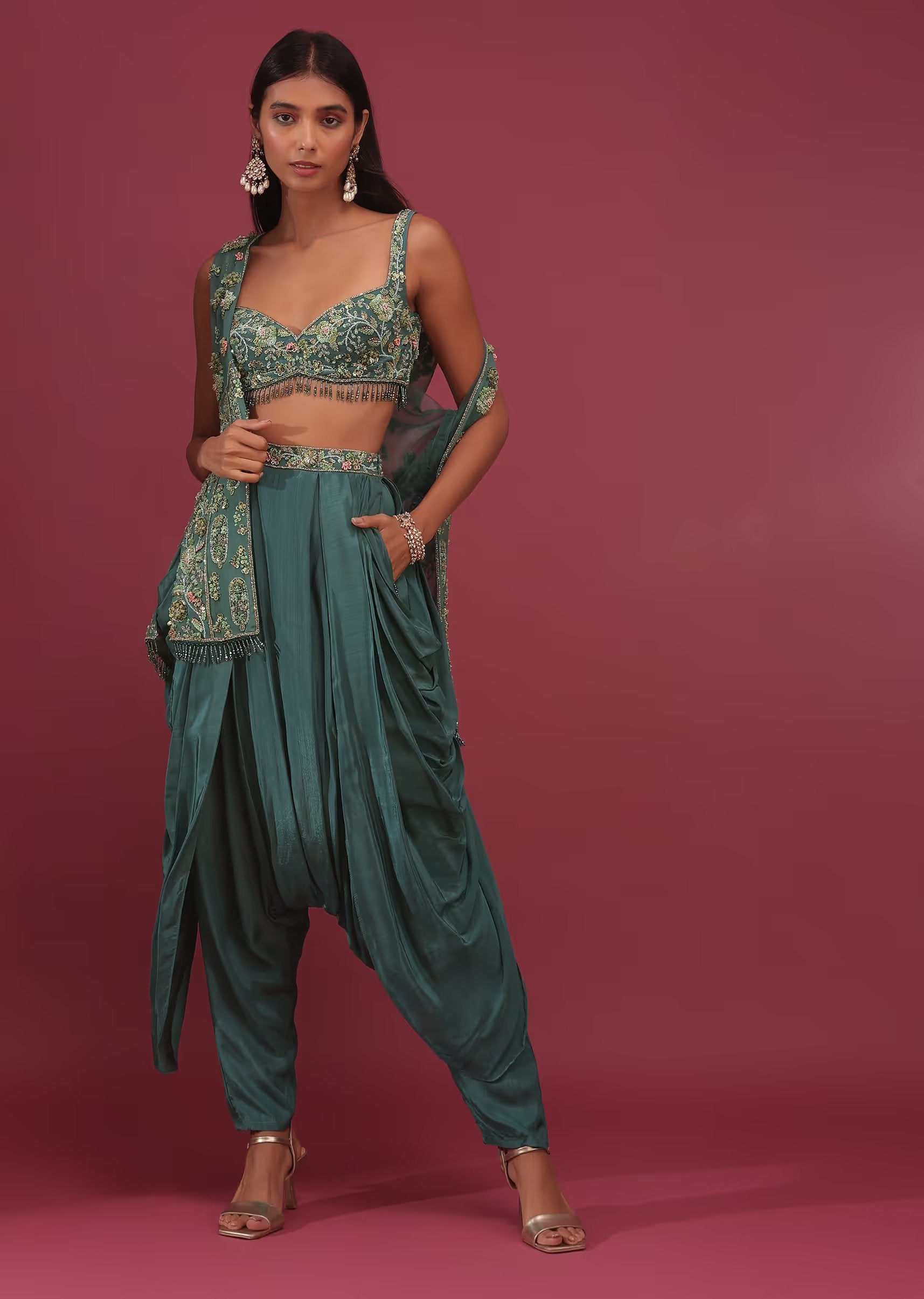 Green dhoti pants store