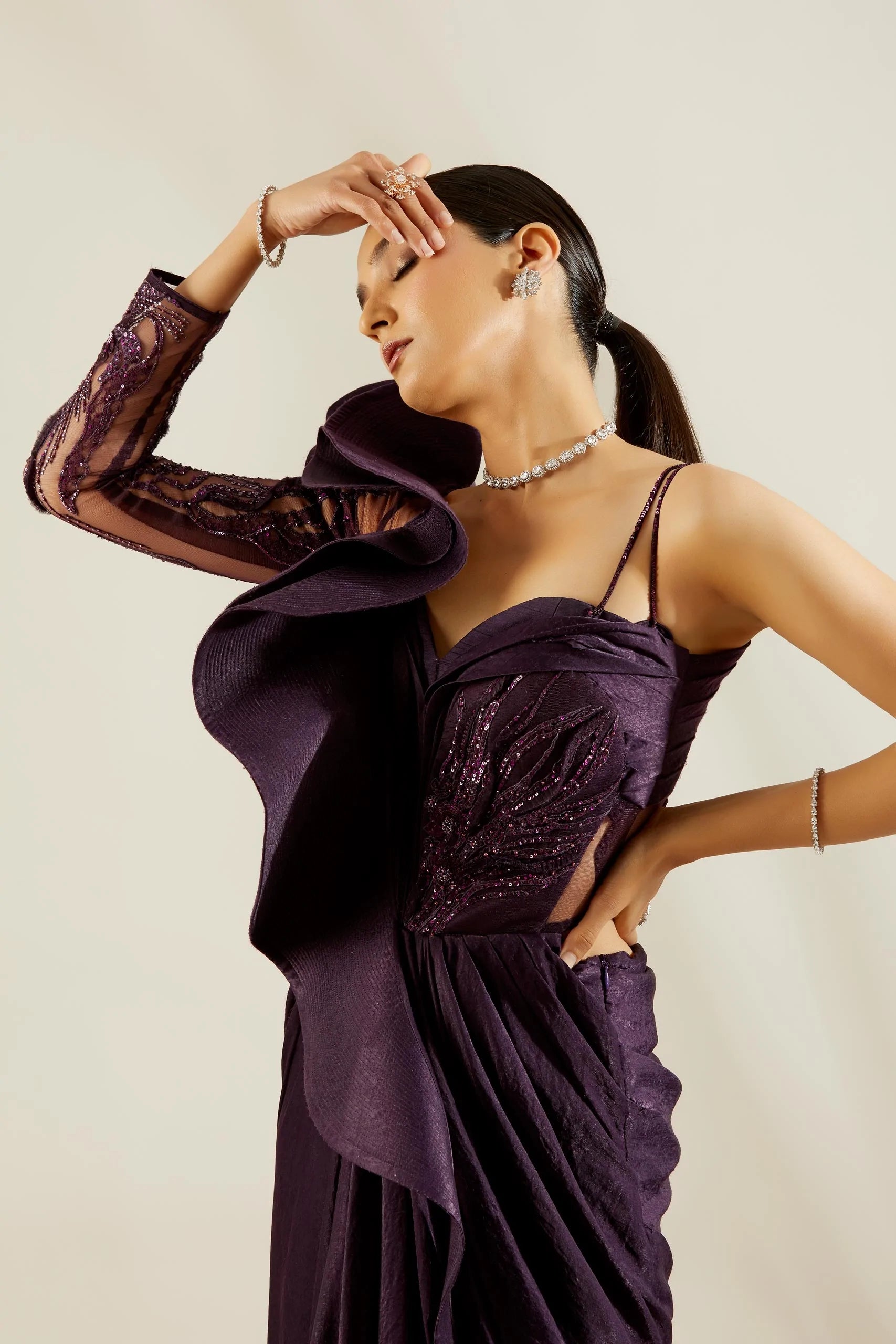 Off shoulder 2025 indian gown